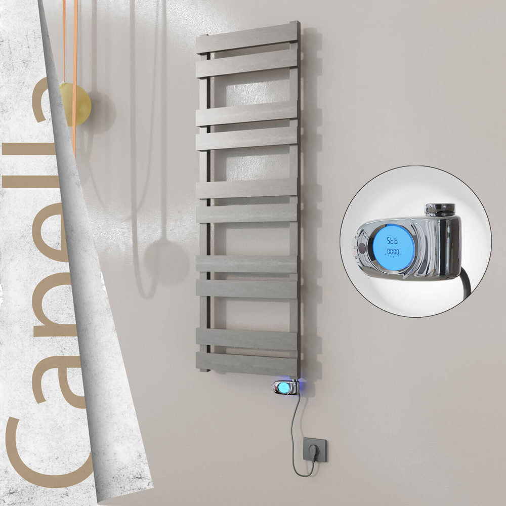 Capella Sèche-serviettes Électrique en Inox 400x1260 Poli Satiné (Musa Thermostat) 300W - 1