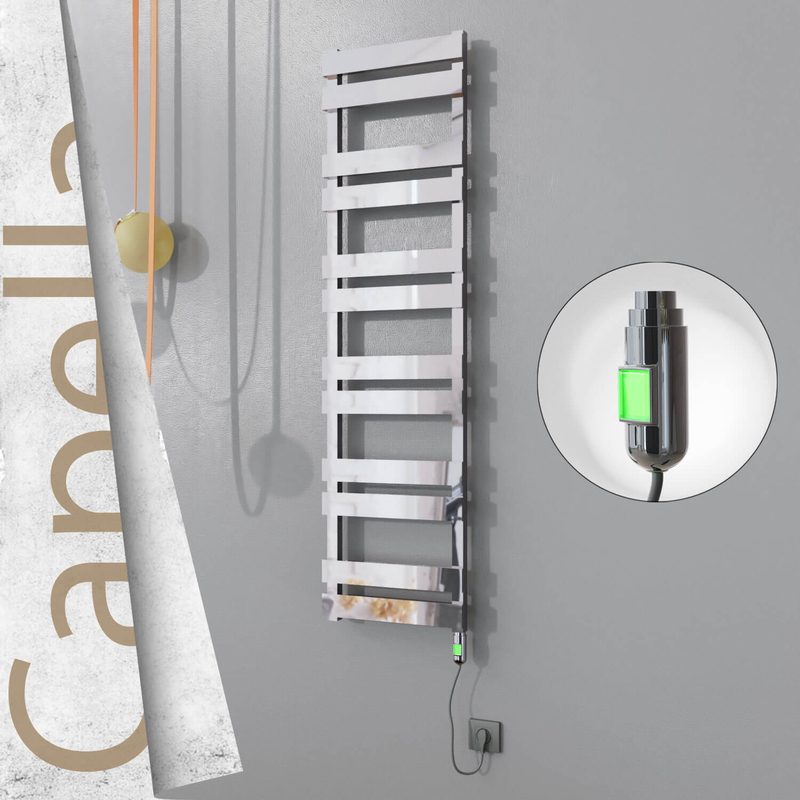 Capella Sèche-serviettes Électrique en Inox 400x1530 Doré Satiné (Interrupteur Marche/Arrêt) 600W 
