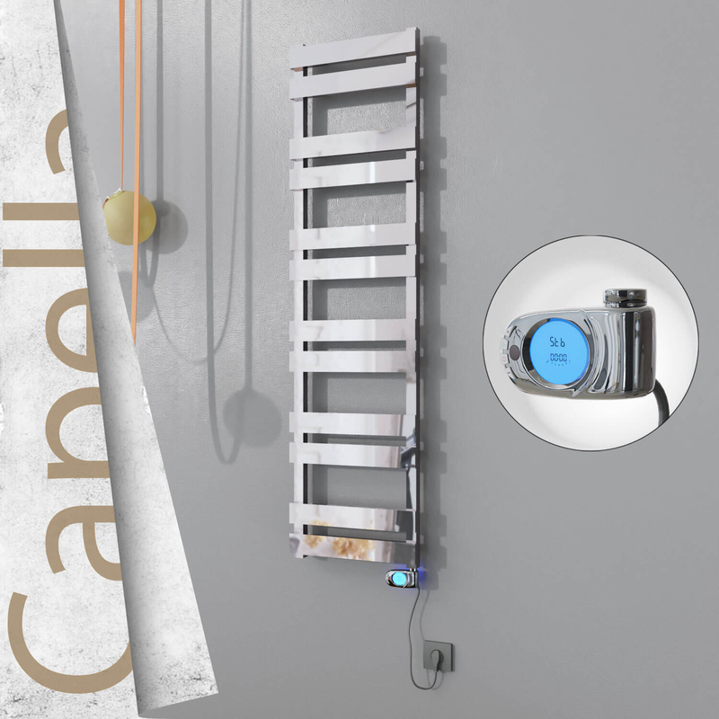Capella Sèche-serviettes Électrique en Inox 400x1530 Doré Satiné (Musa Thermostat) 600W