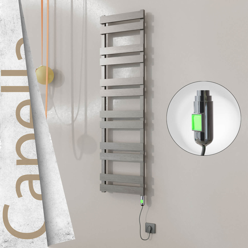 Capella Sèche-serviettes Électrique en Inox 400x1530 Doré Satiné (Thesis Thermostat) 600W 
