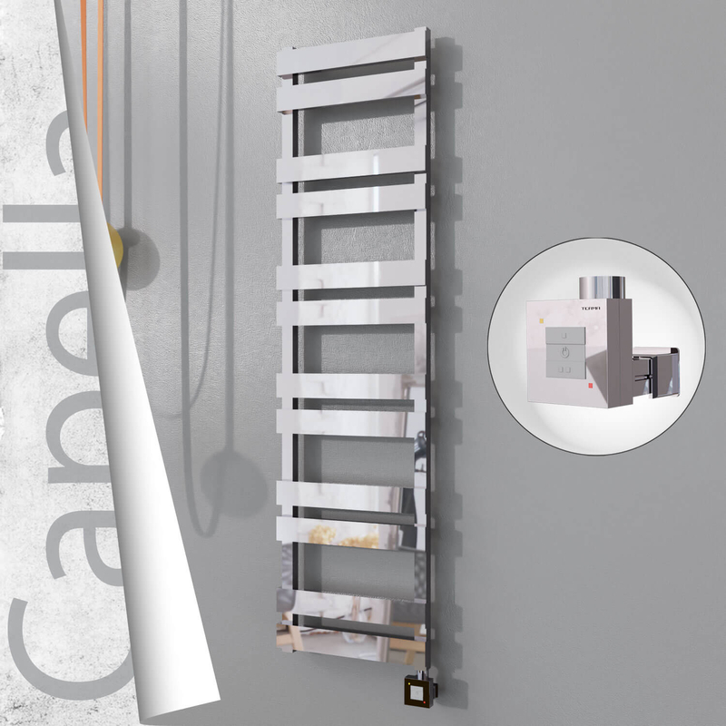 Capella Sèche-serviettes Électrique en Inox 400x1530 Poli Miroir (KTX1 Thermostat) 600W 