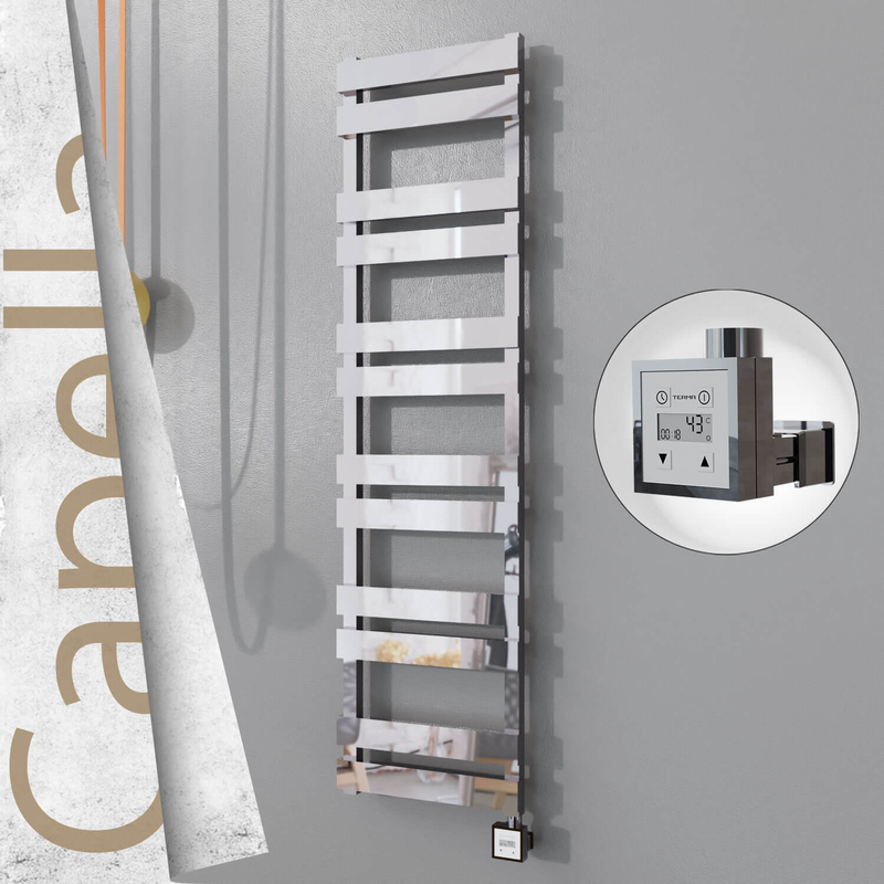Capella Sèche-serviettes Électrique en Inox 400x1530 Poli Miroir (KTX3 Thermostat) 600W 
