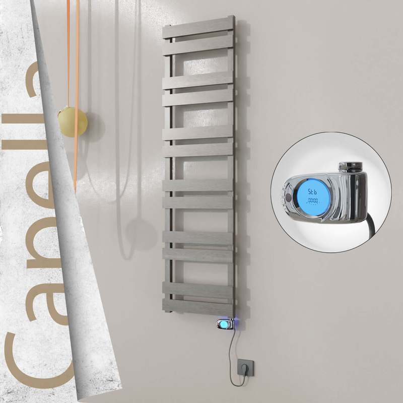 Capella Sèche-serviettes Électrique en Inox 400x1530 Poli Satiné (Musa Thermostat) 600W