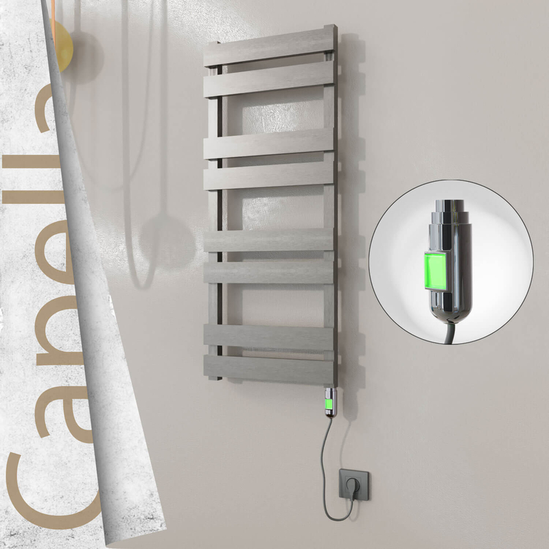 Capella Sèche-serviettes Électrique en Inox 400x990 Doré Satiné (Thesis Thermostat) 300W 