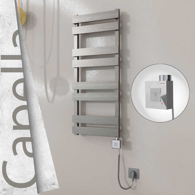 Capella Sèche-serviettes Électrique en Inox 400x990 Poli Satiné (KTX1 Thermostat) 300W Câble Spiralé 
