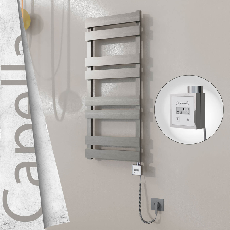 Capella Sèche-serviettes Électrique en Inox 400x990 Poli Satiné (KTX3 Thermostat) 300W Câble Spiralé
