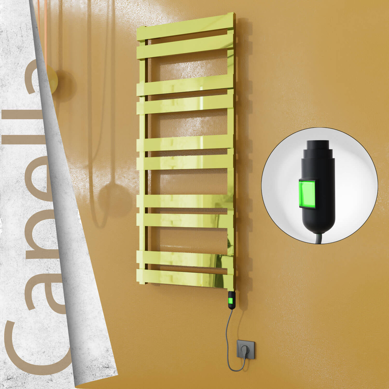Capella Sèche-serviettes Électrique en Inox 500x1260 Doré (Interrupteur Marche/Arrêt) 600W