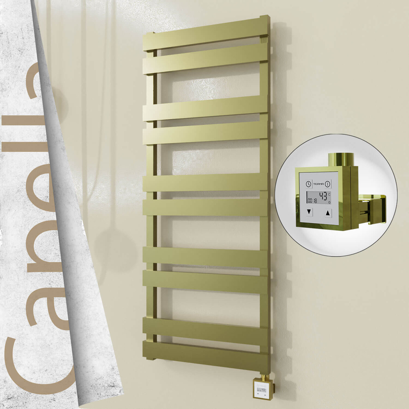Capella Sèche-serviettes Électrique en Inox 500x1260 Doré Satiné (KTX3 Thermostat) 600W 