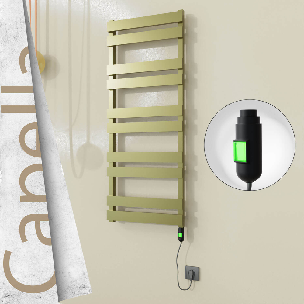 Capella Sèche-serviettes Électrique en Inox 500x1260 Poli Miroir (Thesis Thermostat) 600W - 1