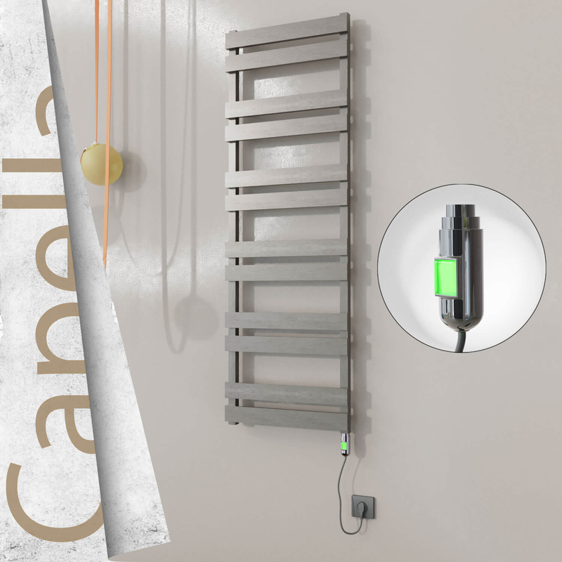 Capella Sèche-serviettes Électrique en Inox 500x1530 Doré Satiné (Thesis Thermostat) 600W 