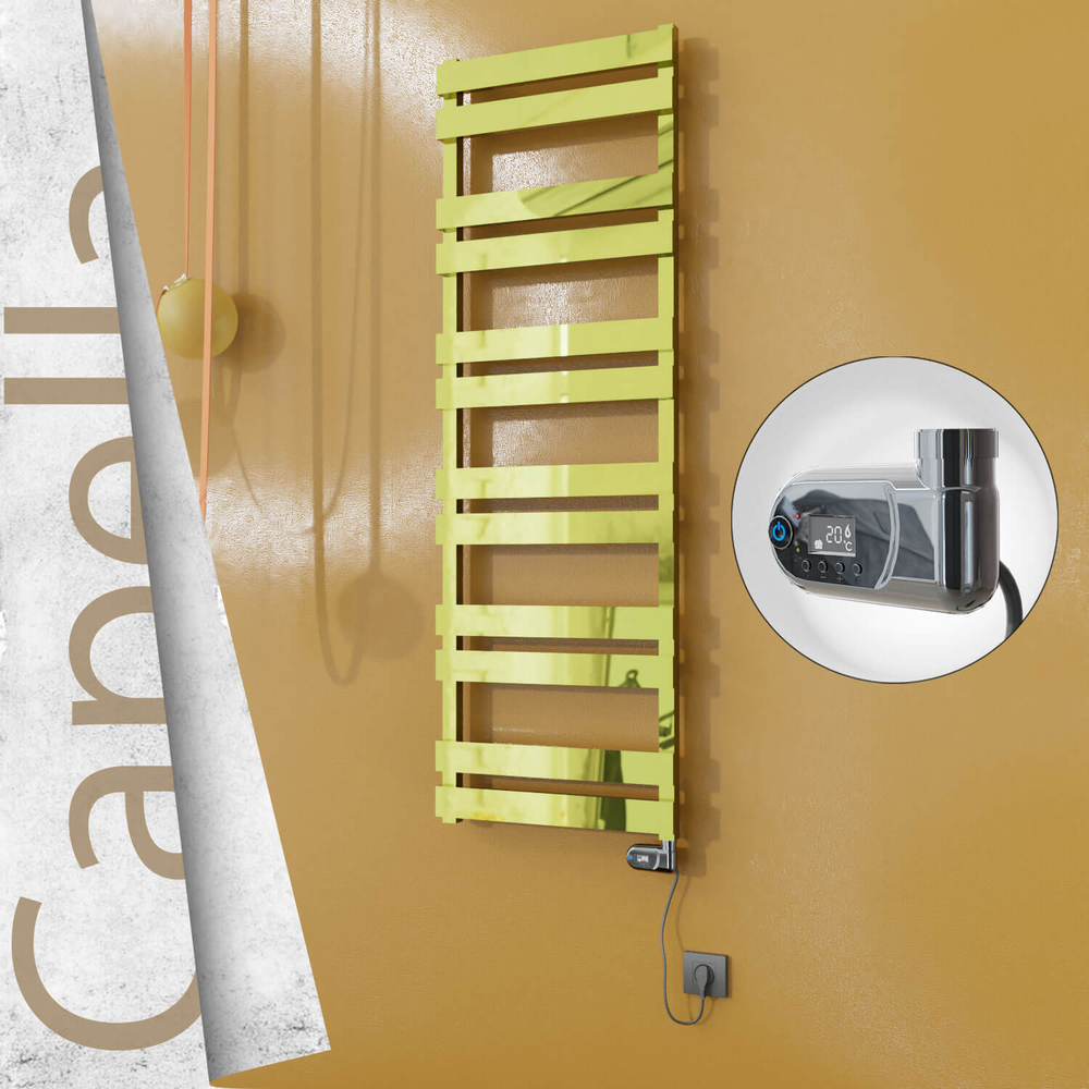 Capella Sèche-serviettes Électrique en Inox 500x1530 Doré (Thesis Thermostat) 600W - 1
