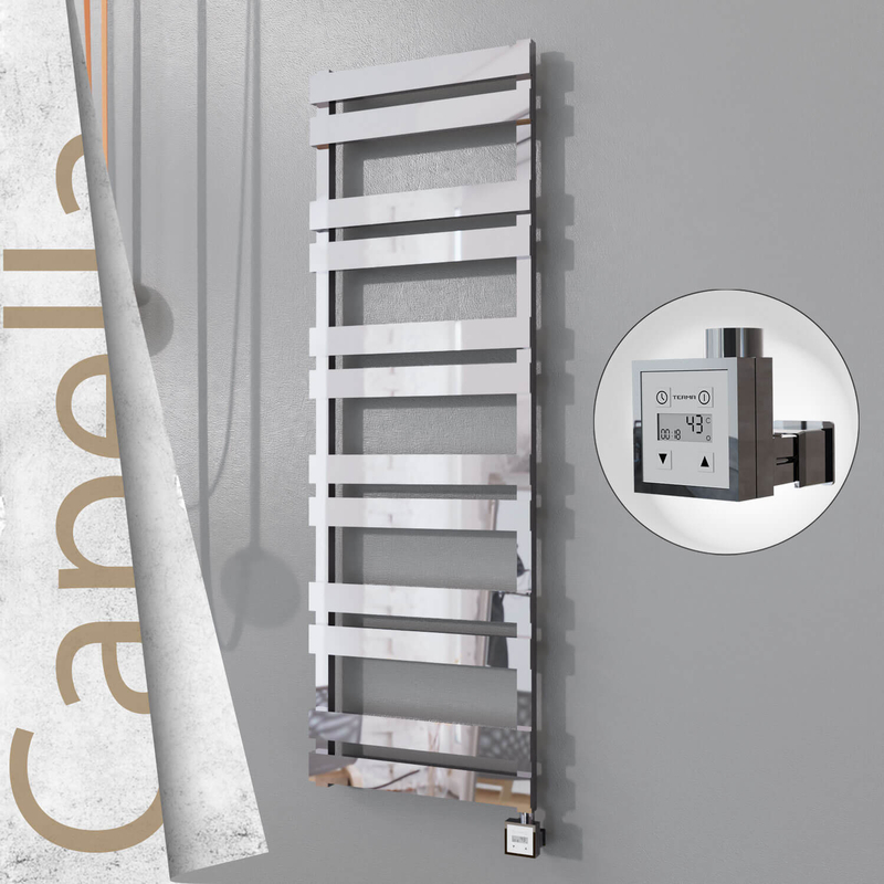 Capella Sèche-serviettes Électrique en Inox 500x1530 Poli Miroir (KTX3 Thermostat) 600W 