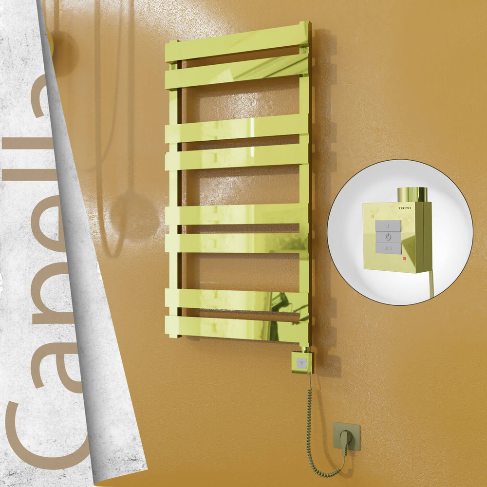 Capella Sèche-serviettes Électrique en Inox 500x990 Doré (KTX1 Thermostat) 300W Câble Spiralé - 1