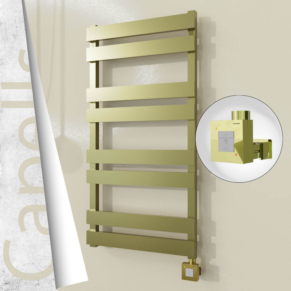 Capella Sèche-serviettes Électrique en Inox 500x990 Doré Satiné (KTX1 Thermostat) 300W - 1