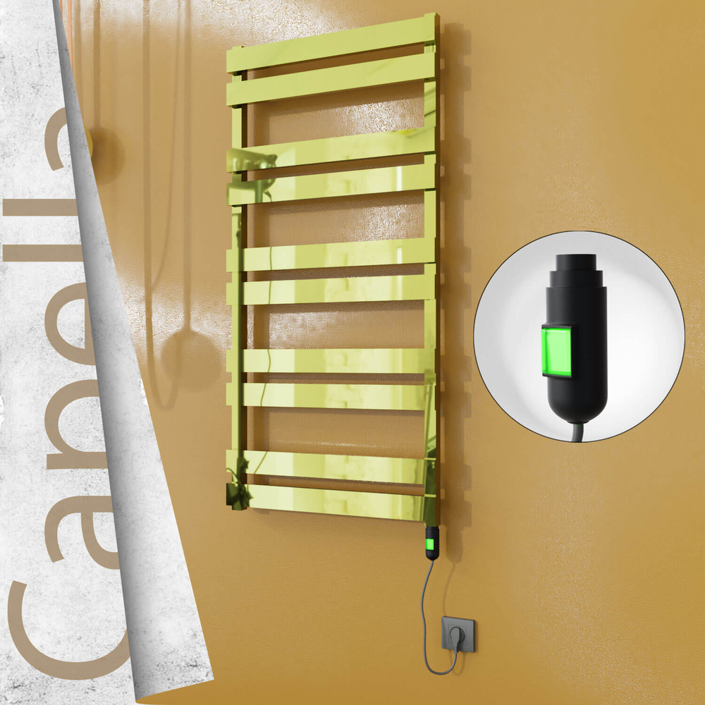 Capella Sèche-serviettes Électrique en Inox 600x1260 Doré (Interrupteur Marche/Arrêt) 600W - 1