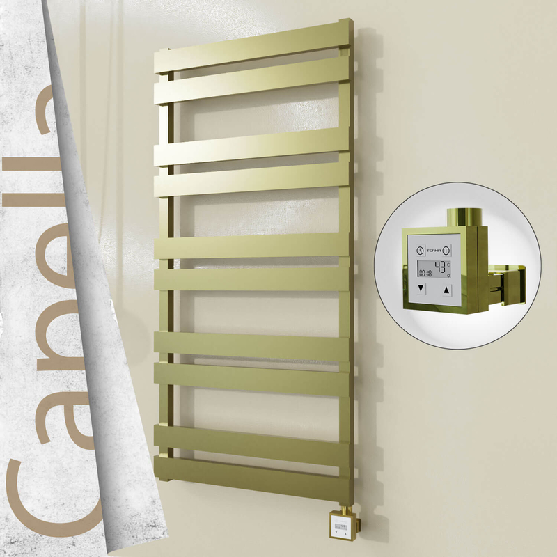 Capella Sèche-serviettes Électrique en Inox 600x1260 Doré Satiné (KTX3 Thermostat) 600W 