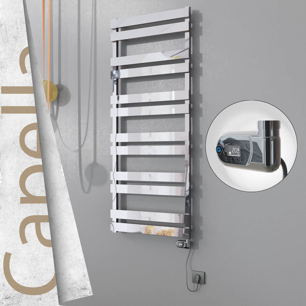 Capella Sèche-serviettes Électrique en Inox 600x1530 Poli Satiné (Interrupteur Marche/Arrêt) 600W - 1