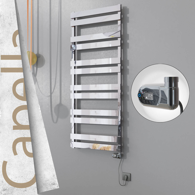 Capella Sèche-serviettes Électrique en Inox 600x1530 Poli Satiné (Interrupteur Marche/Arrêt) 600W 