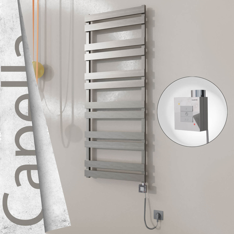 Capella Sèche-serviettes Électrique en Inox 600x1530 Poli Satiné (KTX1 Thermostat) 600W Câble Spiralé 