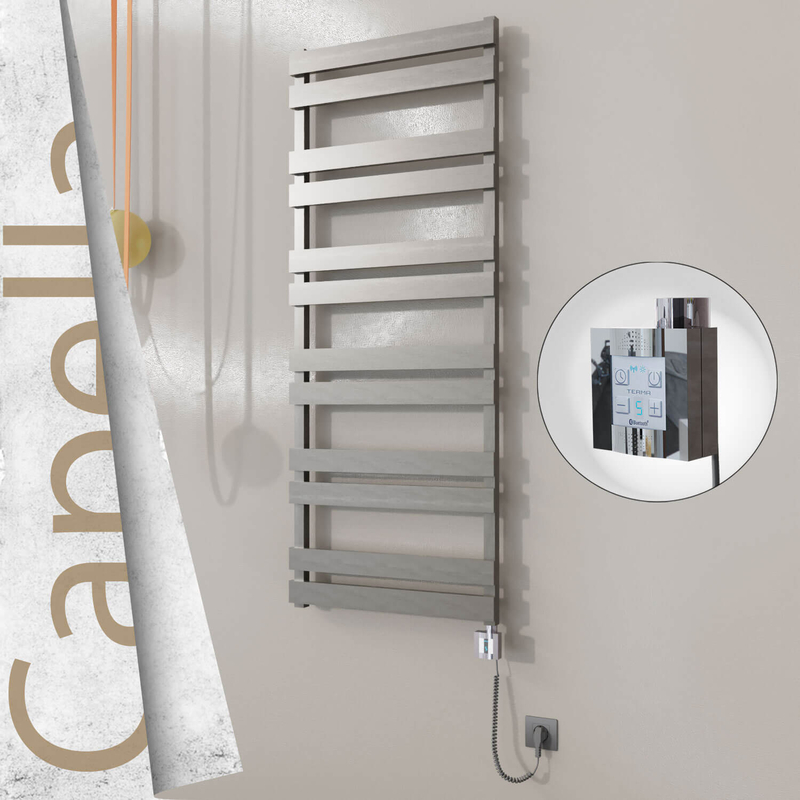 Capella Sèche-serviettes Électrique en Inox 600x1530 Poli Satiné (KTX4 Thermostat) 600W Câble Spiralé