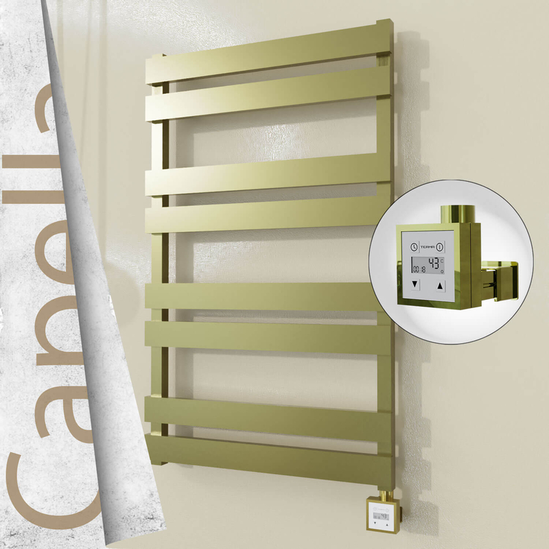Capella Sèche-serviettes Électrique en Inox 600x990 Doré Satiné (KTX3 Thermostat) 300W 