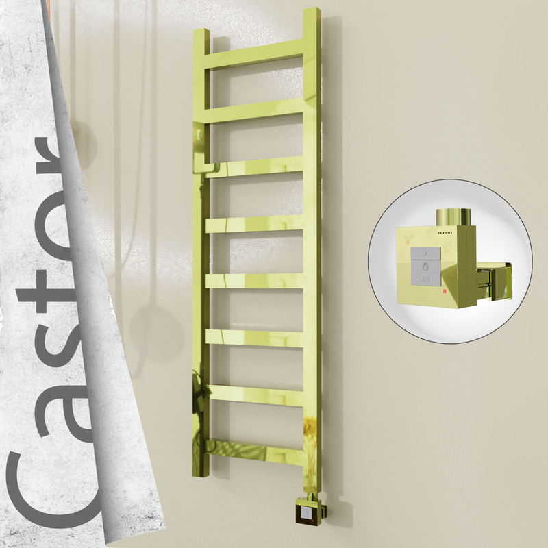 Castor Electric Stainless Steel Towel Rail 400x1300 Gold (KTX1 Thermostat) 300W