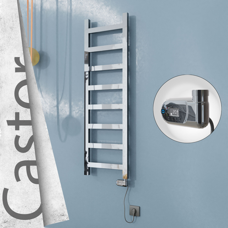 Castor Electric Stainless Steel Towel Rail 400x1300 Mirror Polished (Thesis Thermostat) 300W 