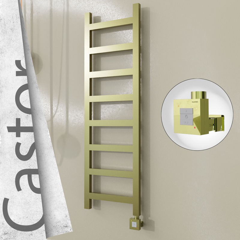 Castor Electric Stainless Steel Towel Rail 400x1300 Satin Gold (KTX1 Thermostat) 300W