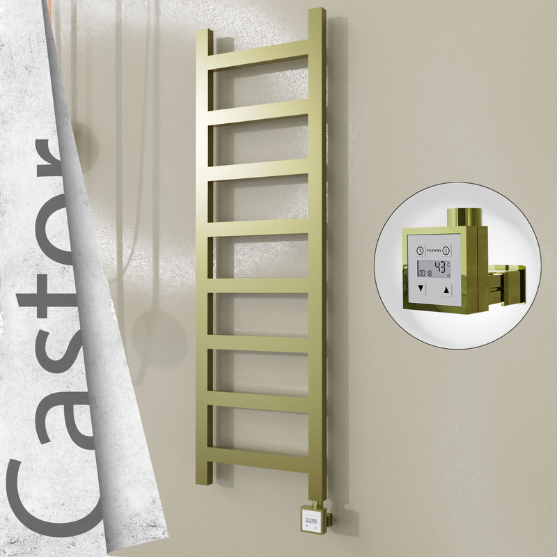 Castor Electric Stainless Steel Towel Rail 400x1300 Satin Gold (KTX3 Thermostat) 300W 