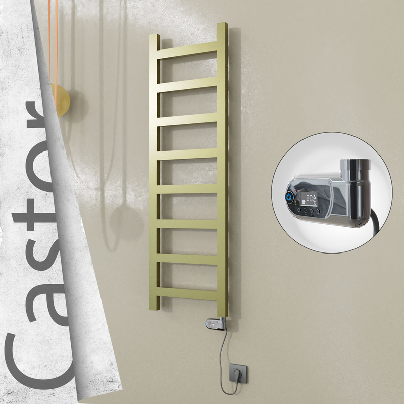 Castor Electric Stainless Steel Towel Rail 400x1300 Satin Gold (Thesis Thermostat) 300W 