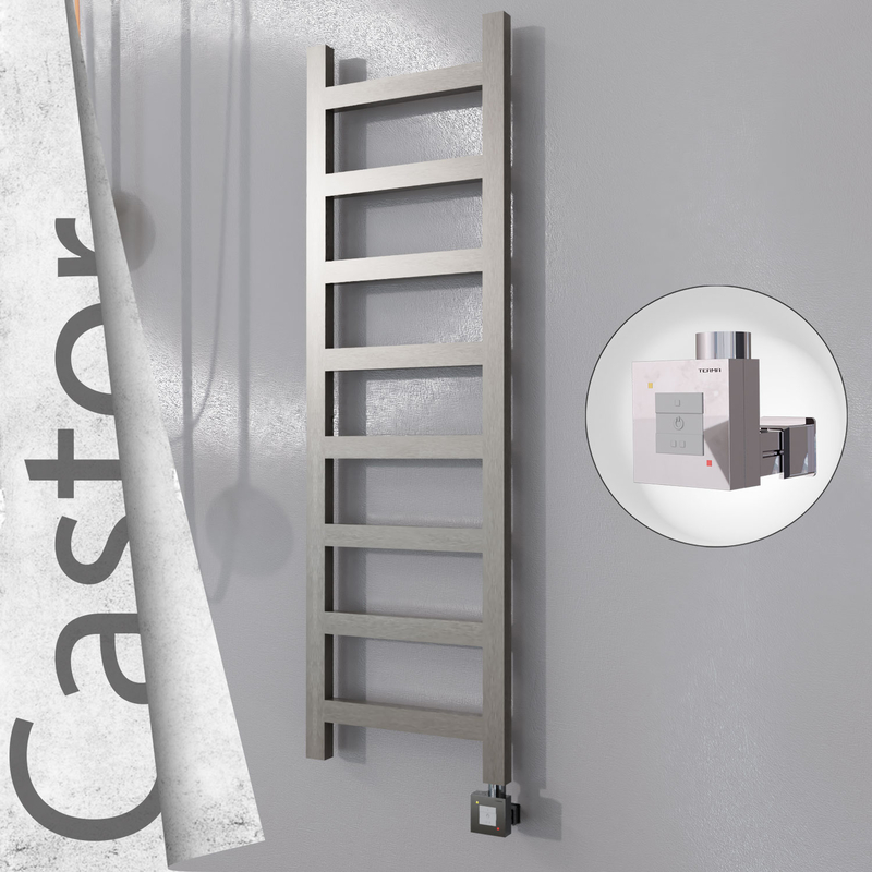 Castor Electric Stainless Steel Towel Rail 400x1300 Satin Polished (KTX1 Thermostat) 300W