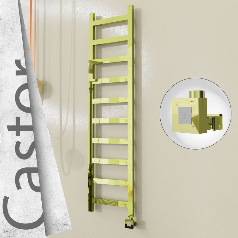 Castor Electric Stainless Steel Towel Rail 400x1620 Gold (KTX1 Thermostat) 300W
