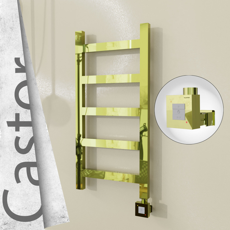 Castor Electric Stainless Steel Towel Rail 400x820 Gold (KTX1 Thermostat) 200W 
