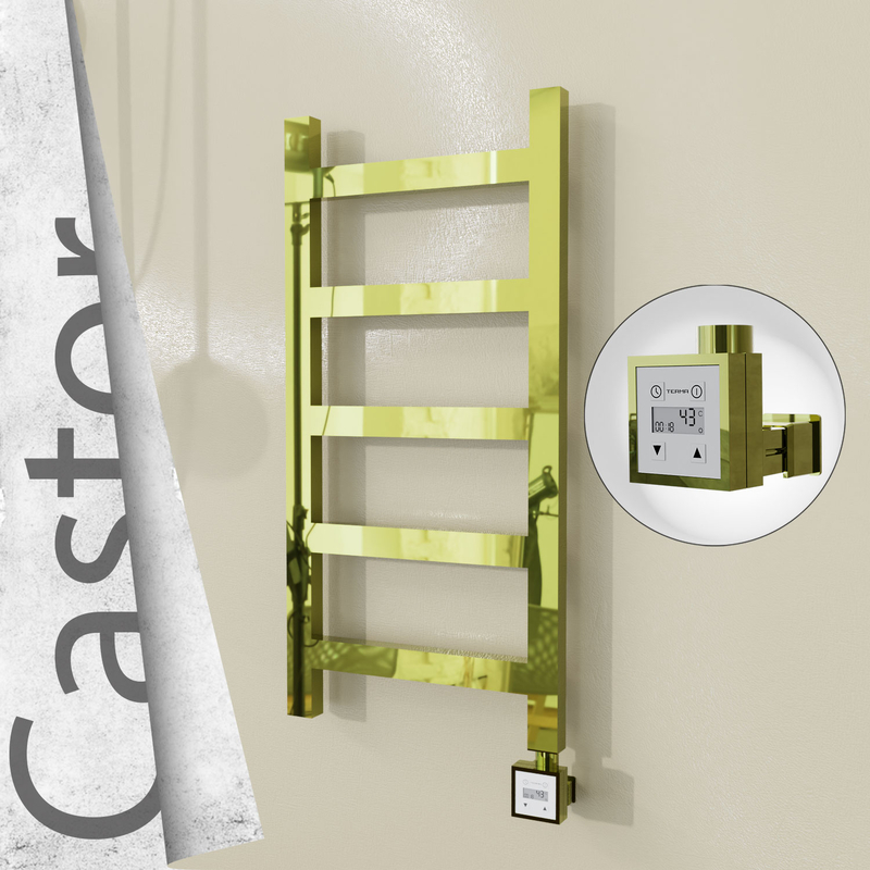 Castor Electric Stainless Steel Towel Rail 400x820 Gold (KTX3 Thermostat) 200W