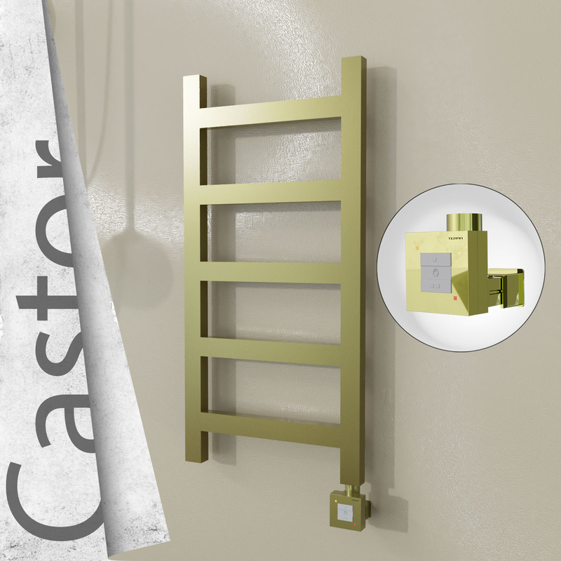 Castor Electric Stainless Steel Towel Rail 400x820 Satin Gold (KTX1 Thermostat) 200W 