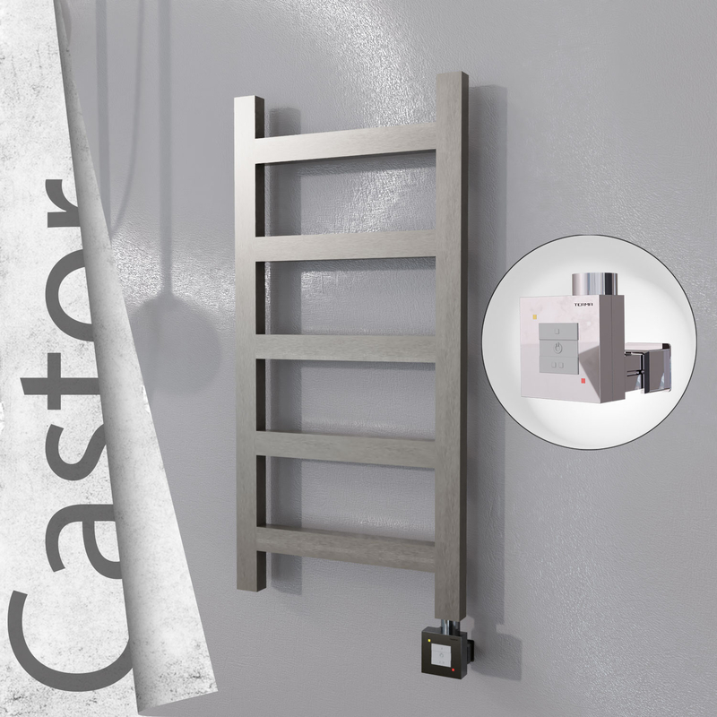 Castor Electric Stainless Steel Towel Rail 400x820 Satin Polished (KTX1 Thermostat) 200W 