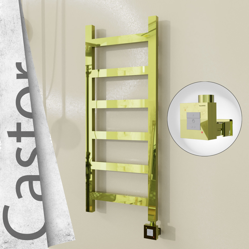 Castor Electric Stainless Steel Towel Rail 400x980 Gold (KTX1 Thermostat) 200W 