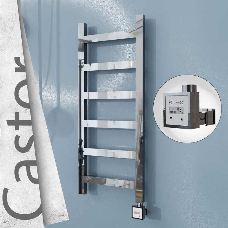 Castor Electric Stainless Steel Towel Rail 400x980 Mirror Polished (KTX3 Thermostat) 200W 