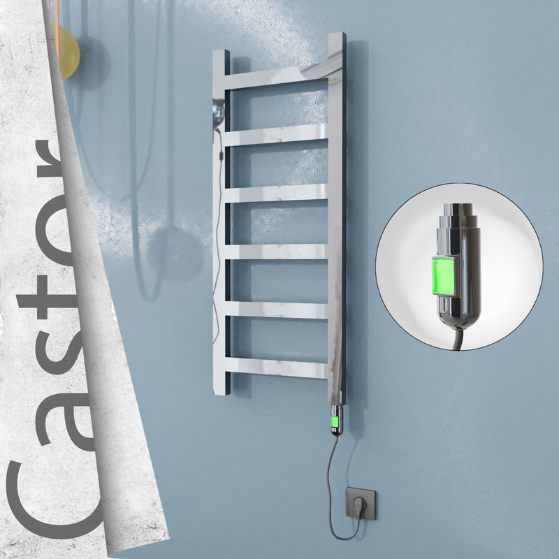 Castor Electric Stainless Steel Towel Rail 400x980 Mirror Polished (On/Off Switch) 200W 