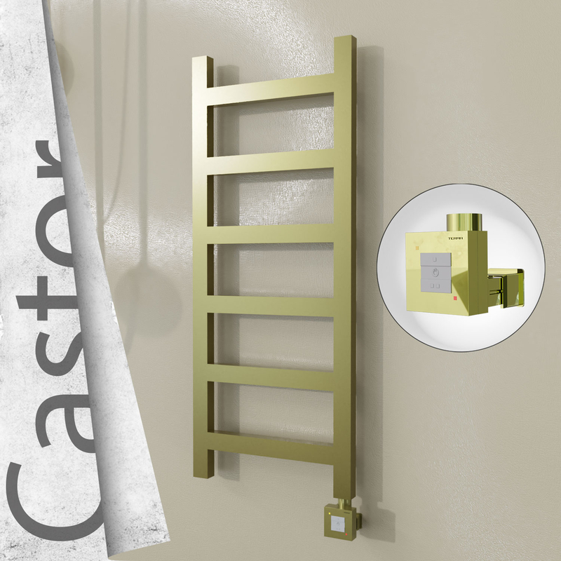 Castor Electric Stainless Steel Towel Rail 400x980 Satin Gold (KTX1 Thermostat) 200W 