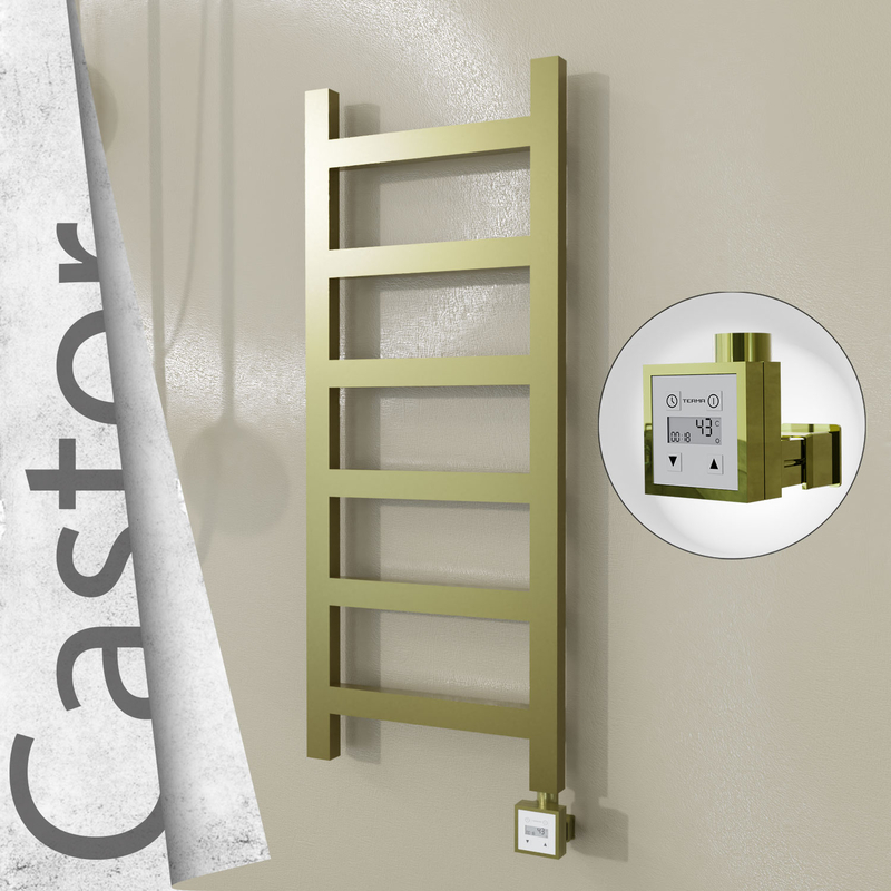Castor Electric Stainless Steel Towel Rail 400x980 Satin Gold (KTX3 Thermostat) 200W 