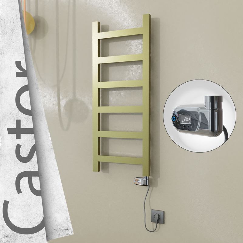 Castor Electric Stainless Steel Towel Rail 400x980 Satin Gold (Thesis Thermostat) 200W 