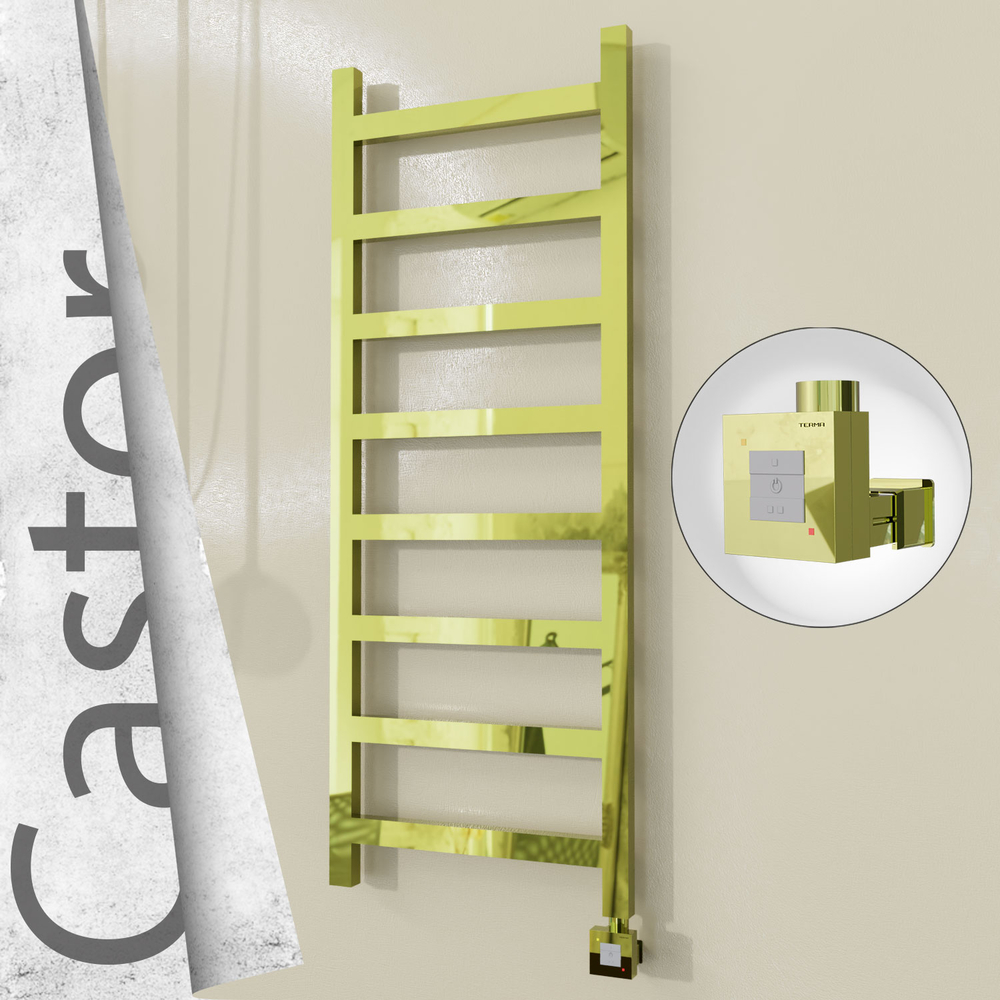 Castor Electric Stainless Steel Towel Rail 500x1300 Gold (KTX1 Thermostat) 300W - 1
