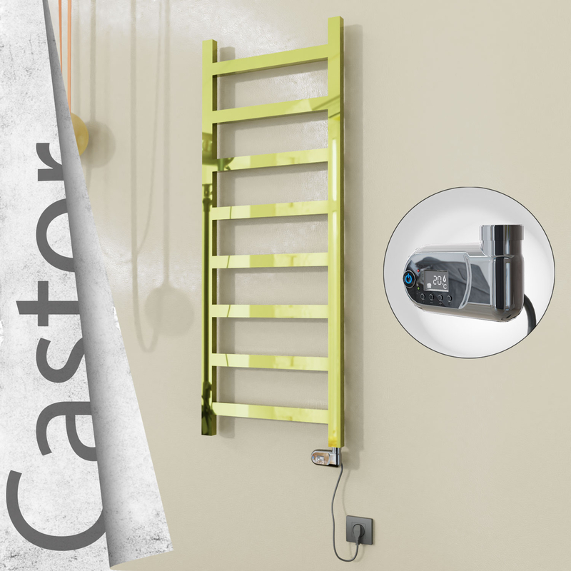 Castor Electric Stainless Steel Towel Rail 500x1300 Gold (Thesis Thermostat) 300W 