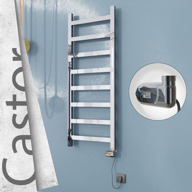 Castor Electric Stainless Steel Towel Rail 500x1300 Mirror Polished (Thesis Thermostat) 300W 