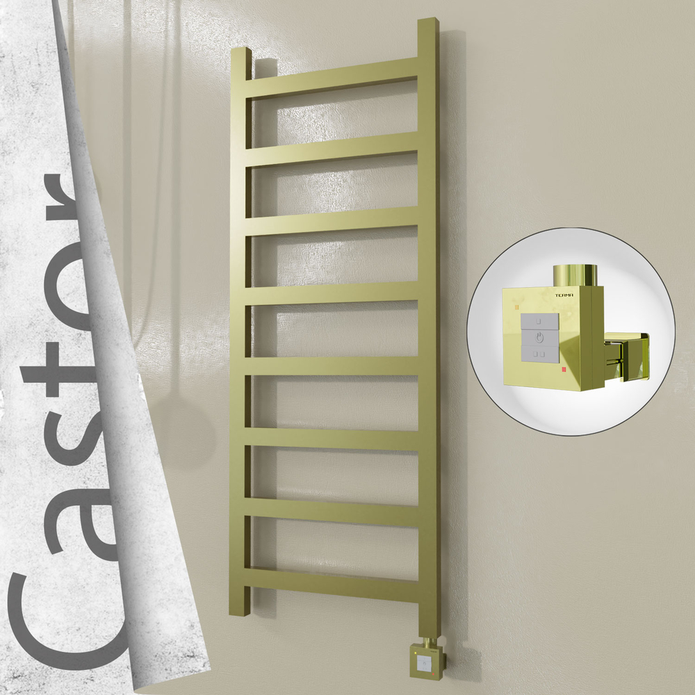 Castor Electric Stainless Steel Towel Rail 500x1300 Satin Gold (KTX1 Thermostat) 300W - 1