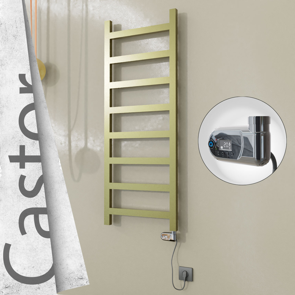 Castor Electric Stainless Steel Towel Rail 500x1300 Satin Gold (Thesis Thermostat) 300W - 1