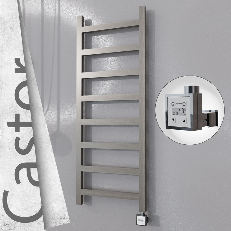 Castor Electric Stainless Steel Towel Rail 500x1300 Satin Polished (KTX3 Thermostat) 300W