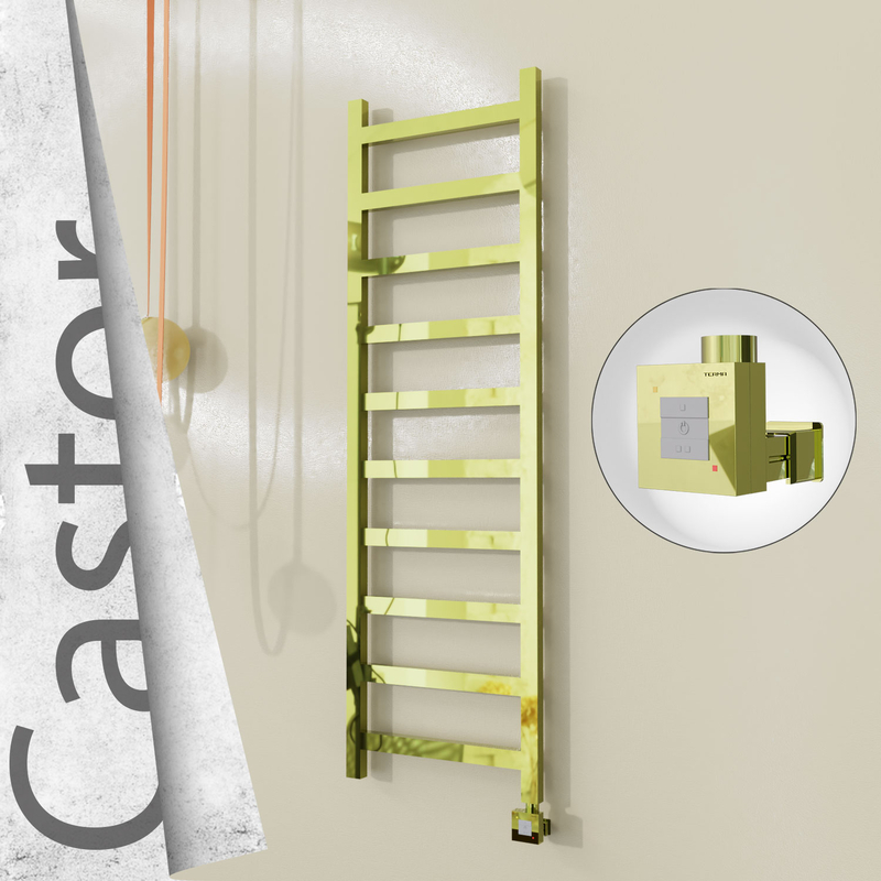 Castor Electric Stainless Steel Towel Rail 500x1620 Gold (KTX1 Thermostat) 300W