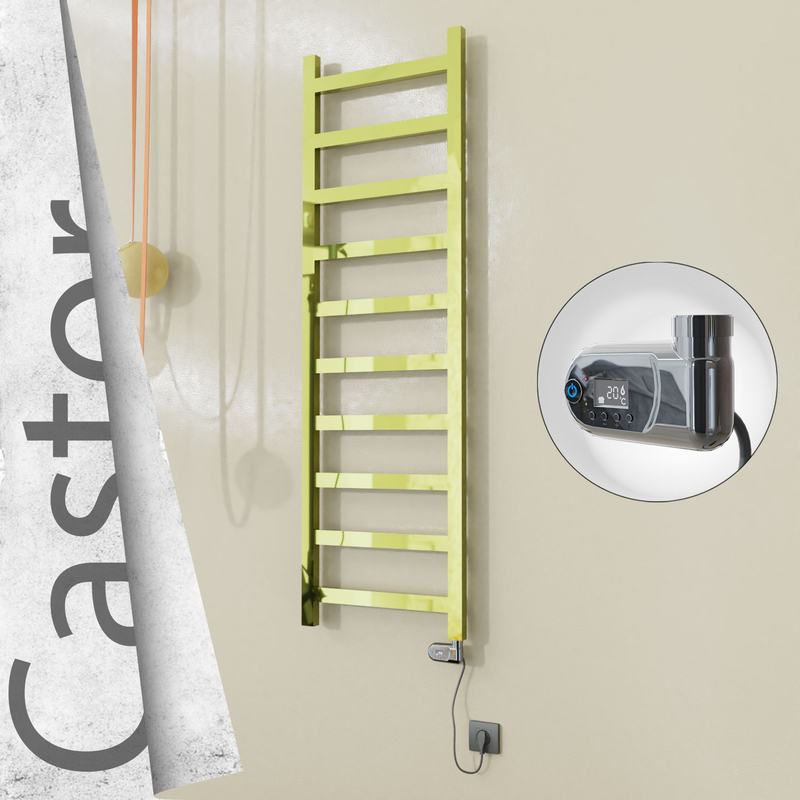 Castor Electric Stainless Steel Towel Rail 500x1620 Gold (Thesis Thermostat) 300W 